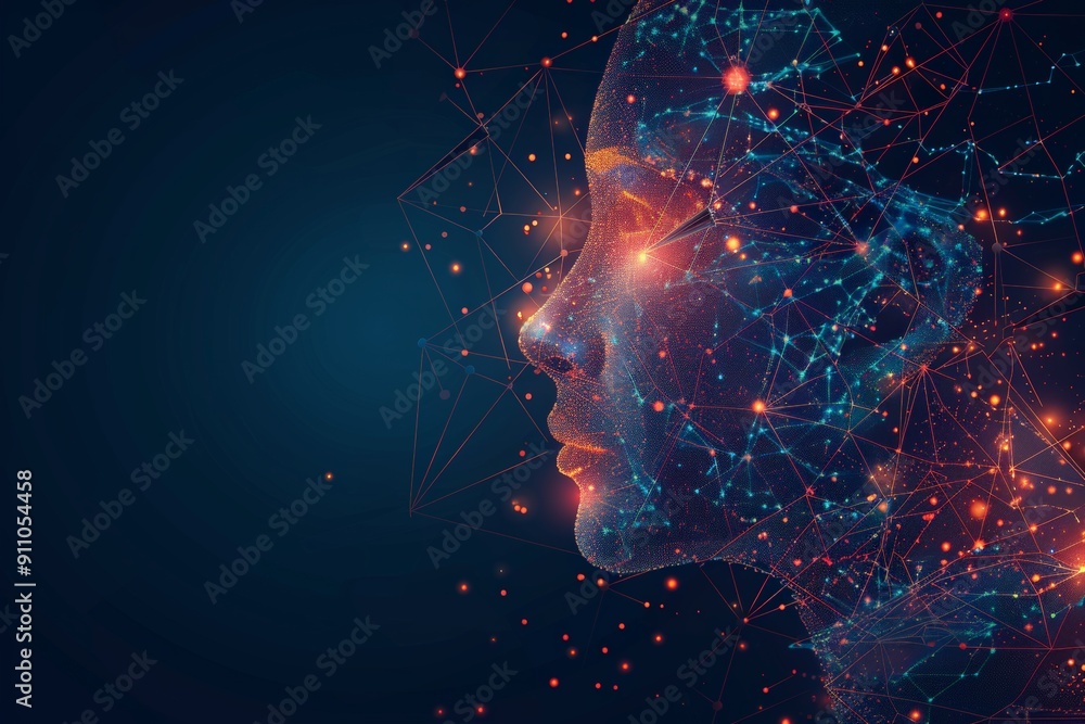 Digital art depicting a human face composed of glowing particles and lines, symbolizing AI and data connectivity. Digital art depicting a human face composed of glowing particles and lines, symbolizing AI and data connectivity.