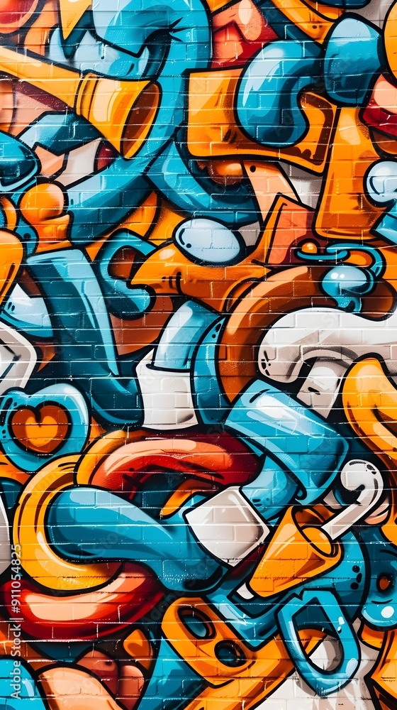 Colorful Graffiti on Brick Wall. Colorful Graffiti on Brick Wall.