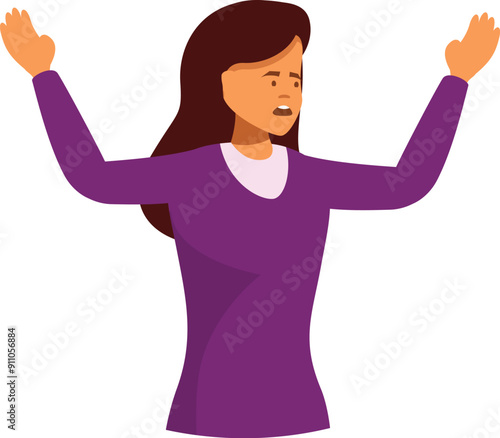 Young woman raising her arms in frustration, stress and anger concept