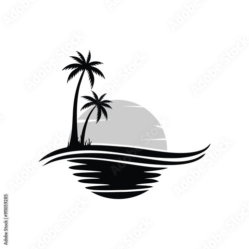 Beach logo design template vector illustration