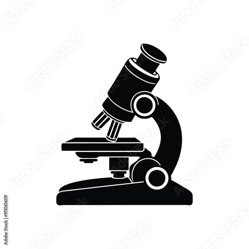 realistic microscope scientist silhouette