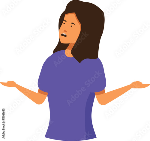 Confused young woman shrugging her shoulders while looking up with a clueless expression