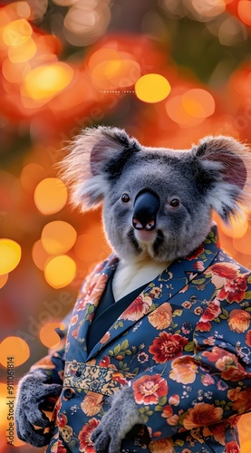 Koala in a Floral Suit