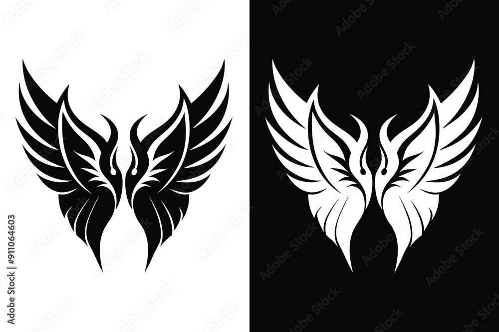 Wings tattoo design Silhouette illustration Wings tattoo design Silhouette illustration