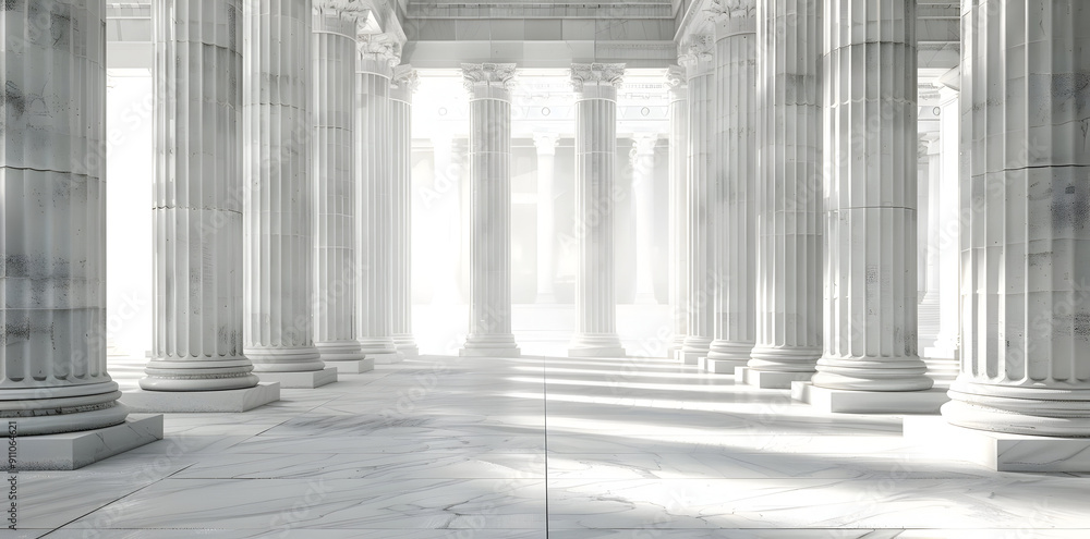 White Marble Columns in a Grand Hall 3D Render White Marble Columns in a Grand Hall 3D Render
