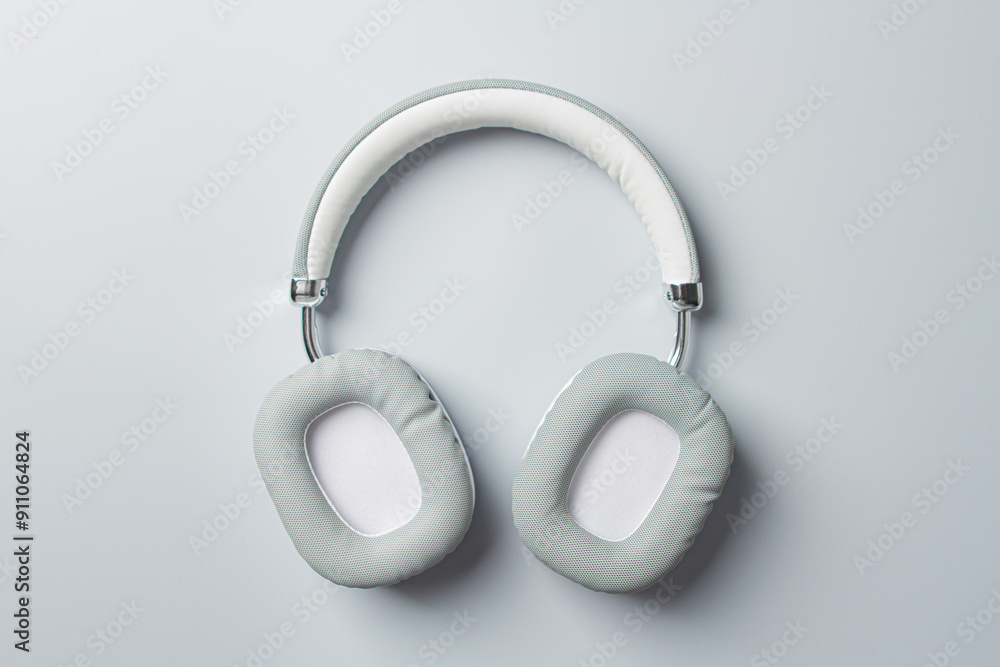 Wireless headphones on a gray background Wireless headphones on a gray background