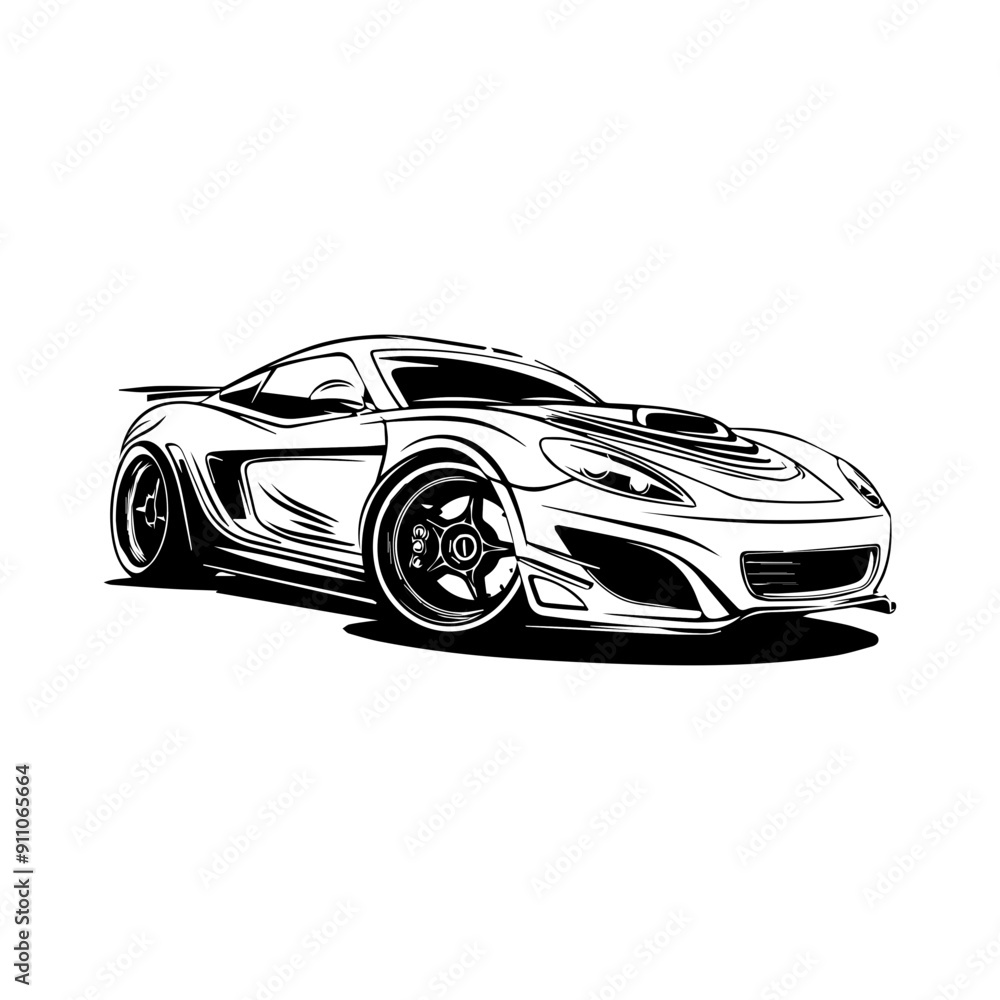 Fototapeta premium black and white vector illustration icon of car, about transportation
