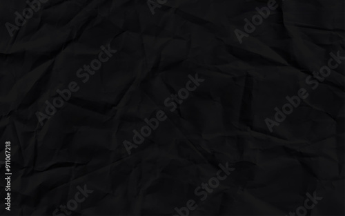 Horizontal crumpled empty paper template for posters and banners vector illustration. Black color clean crumple paper texture.