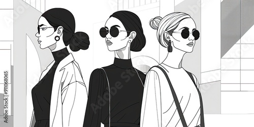 Sophisticated Urban Fashion Illustration, Modern Chic Fashion Art photo