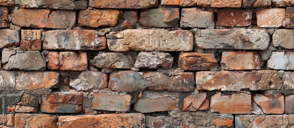 Obraz premium Background with a mix of weathered and fresh bricks for design and presentations showcasing a textured copy space image