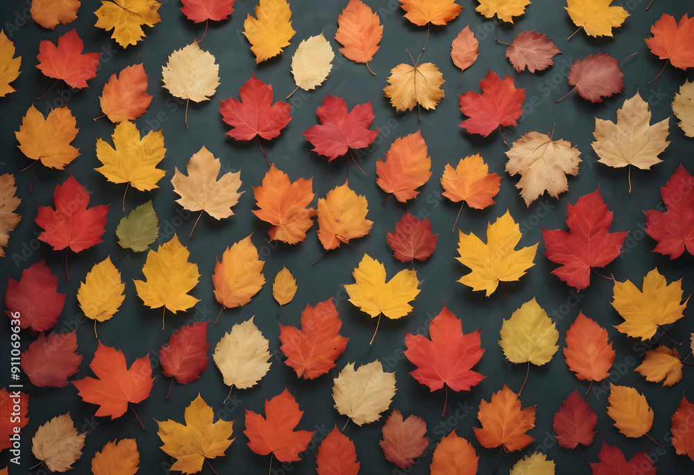 Top view of autumn leaves, autumn background, autumn pattern Top view of autumn leaves, autumn background, autumn pattern