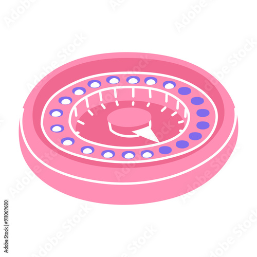 Concept of the method of contraception. Container with tablets for a month in the color Blue pink. flat illustration. Hormonal pills, oral contraceptives. Birth control and pregnancy prevention