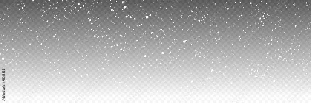 Vector falling snow overlay. Realistic shining snowfall background. Heavy snowfall, snowflakes in different shapes and forms on transparent background. Vector falling snow overlay. Realistic shining snowfall background. Heavy snowfall, snowflakes in different shapes and forms on transparent background.