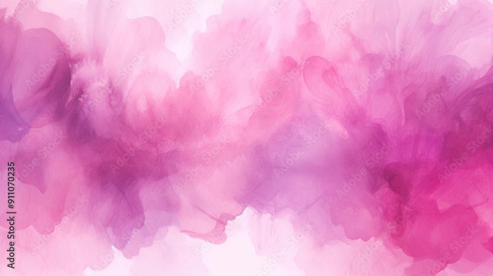 Fototapeta premium Abstract pink and purple watercolor background with fluid ink wash textures and soft blending.