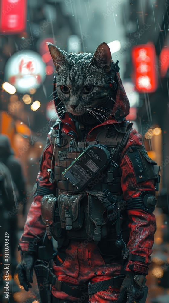 Cyberpunk Cat in the Rain Cyberpunk Cat in the Rain