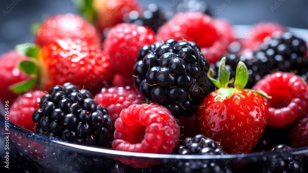 Ripe berries in bowl closeup view Ripe berries in bowl closeup view