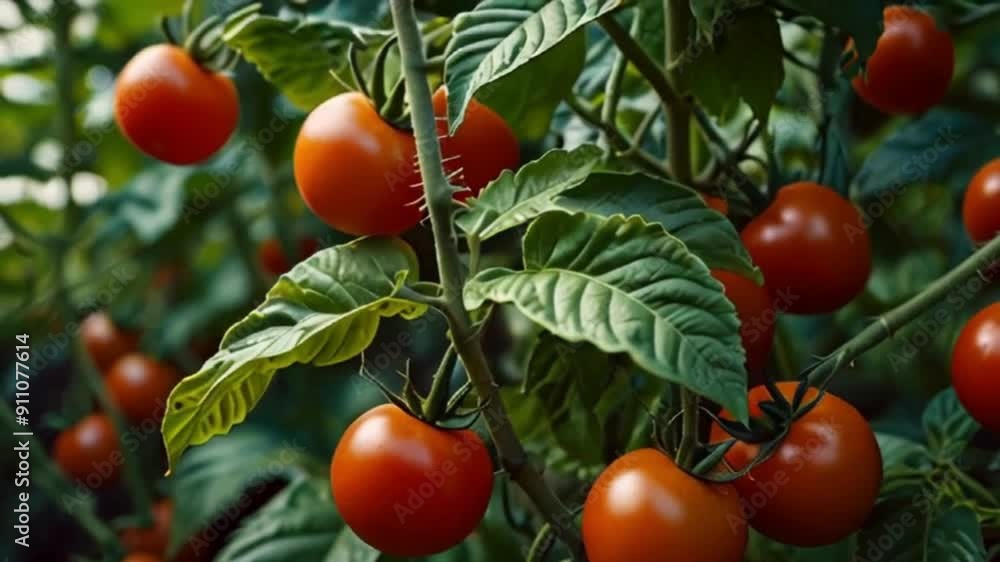 Close-up of Ripe Tomatoes on a Vine Close-up of Ripe Tomatoes on a Vine