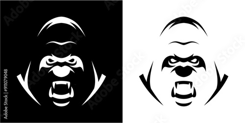 silhouette a gorrilla vector photo