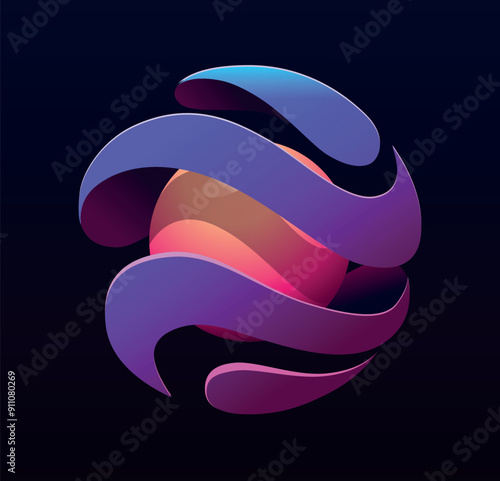 Abstract purple sphere with a warm core inside