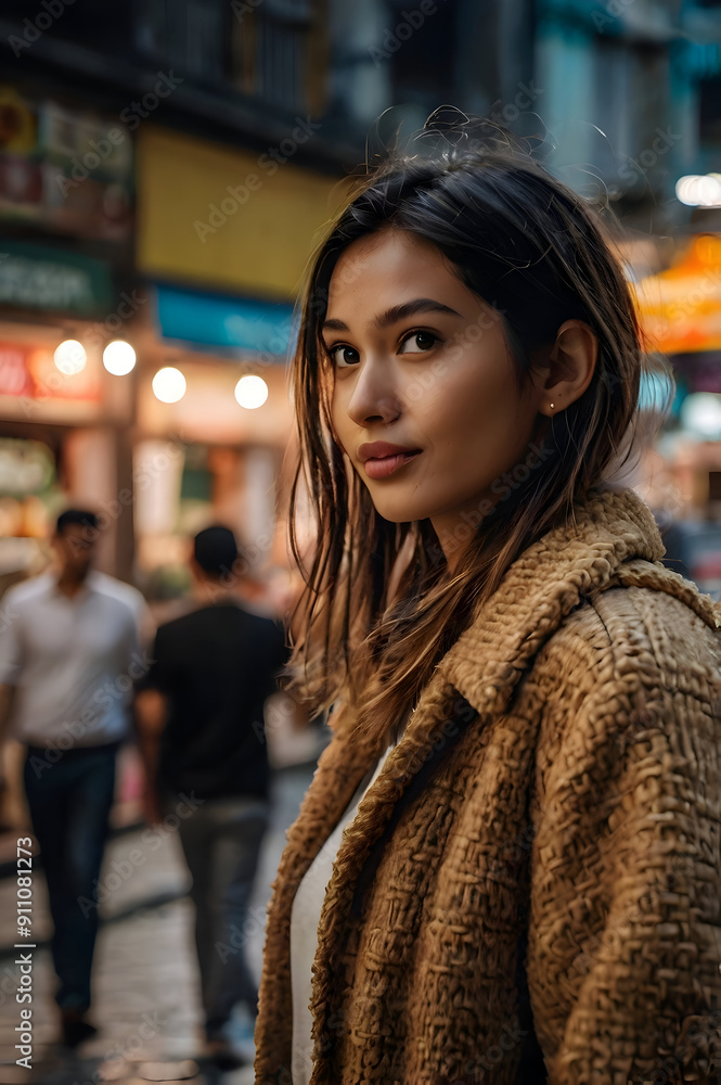 portrait of a woman in the night city portrait of a woman in the night city
