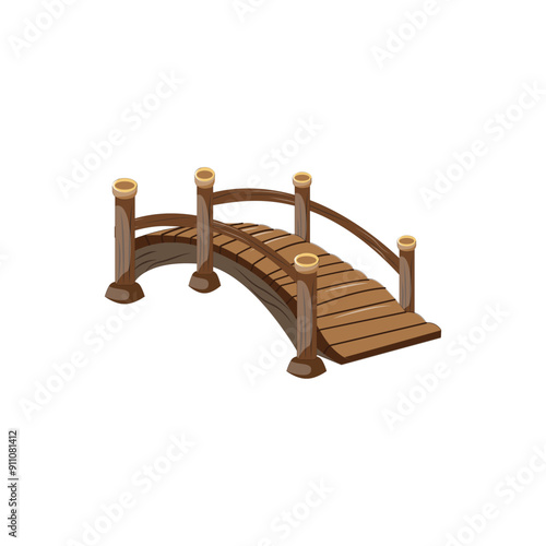 Wooden Bridge minimalist vector illustration ,simple transparent graphic element .Isolated on white background