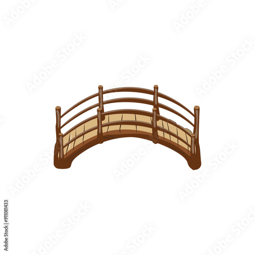 Wooden Bridge minimalist vector illustration ,simple transparent graphic element .Isolated on white background