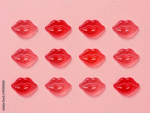 Wallpaper Mural Fun and Playful Red Jelly Lips Candies on Pink Background Torontodigital.ca