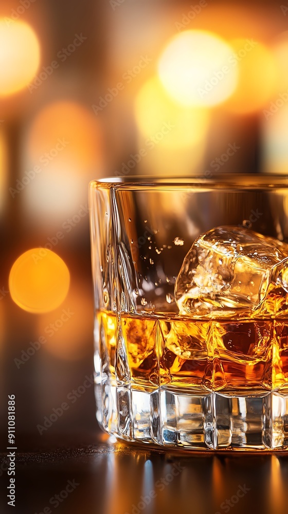 Classic Japanese whisky in crystal glass dark wooden bar backdrop of blurred bottles warm light side angle elegant feel Classic Japanese whisky in crystal glass dark wooden bar backdrop of blurred bottles warm light side angle elegant feel