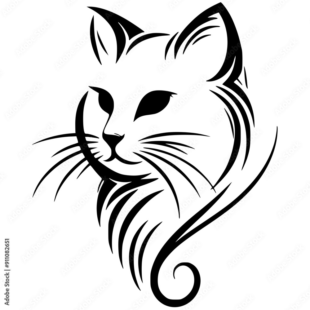 Obraz premium Cat head sketch silhouette