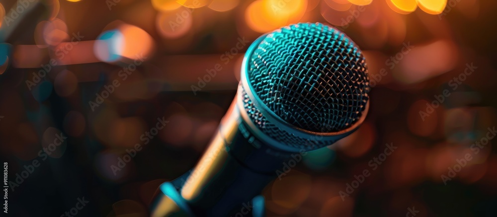 Copy space image showcasing a professional microphone against a background Copy space image showcasing a professional microphone against a background