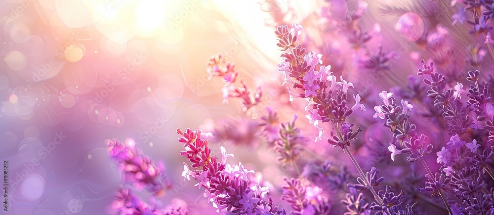 Close up of lilac flowers in a lavender field during summer with sunlight adding a warm glow ideal for a copy space image showcasing nature s beauty and aromatherapy benefits Close up of lilac flowers in a lavender field during summer with sunlight adding a warm glow ideal for a copy space image showcasing nature s beauty and aromatherapy benefits