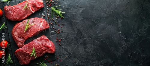 Fresh fillet of raw beef meat ready for cooking with copy space image