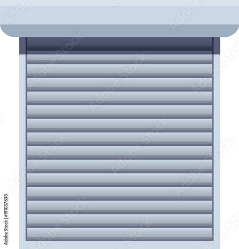 Modern roller shutter door is closed, providing security and privacy