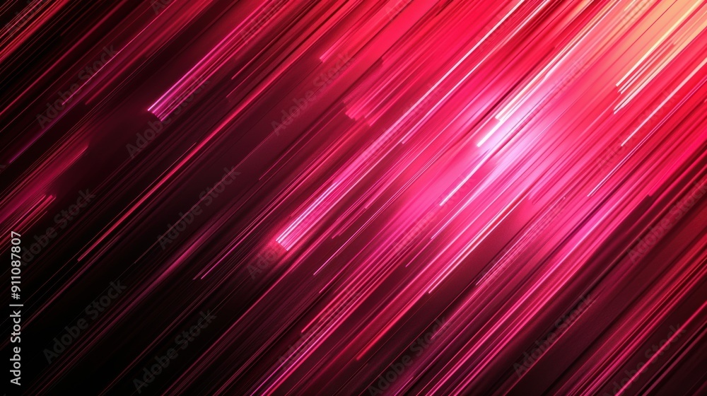 Fototapeta premium A lot of bright pink lines arranged at an angle on a black background.
