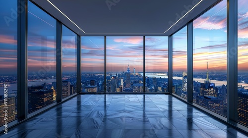 High quality virtual background for Zoom a room with floor-to-ceiling windows photo