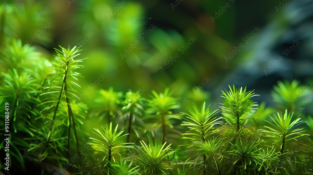 Close up of Mini pearl moss (Vesicularia .) Decoration plants for aquarium Close up of Mini pearl moss (Vesicularia .) Decoration plants for aquarium
