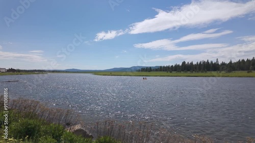 People kayaking on the Henry's Fork in Island Park, Idaho. photo