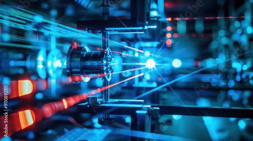 Blue and Red Laser Beams in a Lab Setting