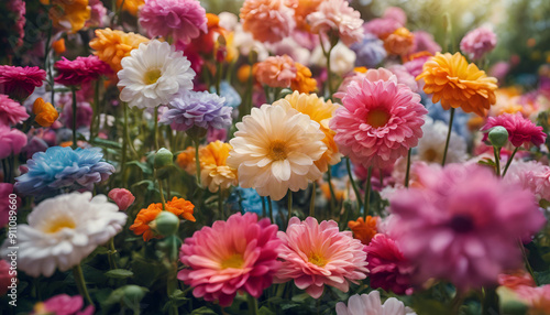 Dahlia Dreamscape: A Serene Garden of Colorful Blooms