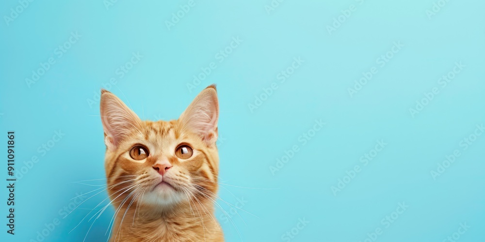 Cat Posing Against Blue Backdrop Cat Posing Against Blue Backdrop