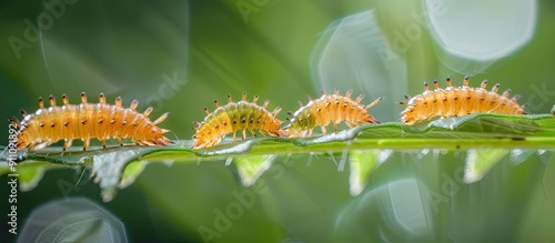 The rice leaf folder larvae adapt to high temperatures through generations of selecting heat as shown in the copy space image photo