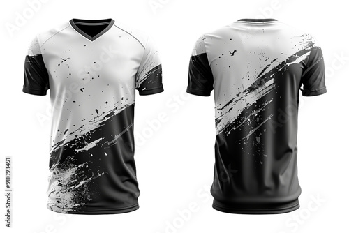 sports jersey uniform template with black and white pattern, generated ai photo