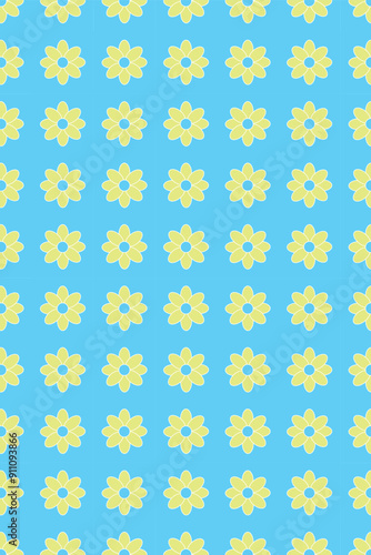 Pastel floral pattern background in yellow and blue colors