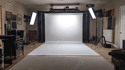 A small studio for shooting commercials or modeling. AI generate.
