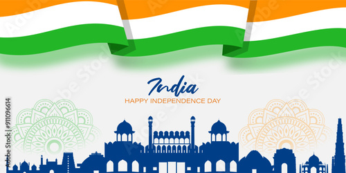 Vector illustration of Indian Independence Day social media feed template