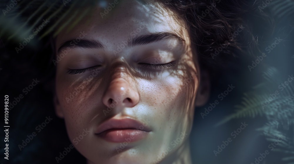 Elegant and Intense: Hyper-Detailed Photograph of a Woman with Curly Hair and Serious Expression Elegant and Intense: Hyper-Detailed Photograph of a Woman with Curly Hair and Serious Expression