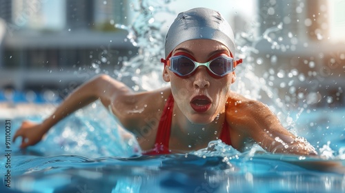 The swimming woman athlete photo