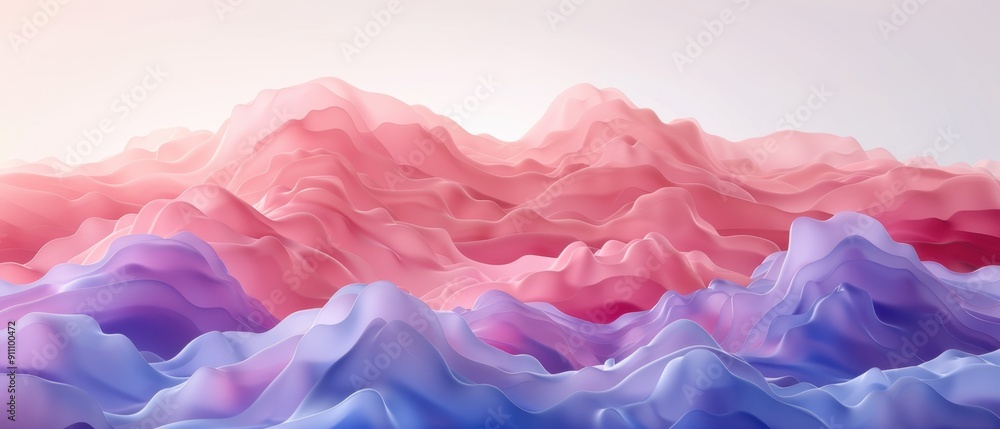 Abstract landscape featuring flowing pink and purple gradients, capturing a serene and surreal visual experience in a dreamy setting.