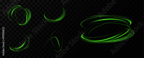 Green neon ring. Glowing circle. Glow effect. Round light frame. abstract light lines of movement and speed. Abstract light lines of movement and speed. light green ellipse.