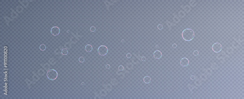 Realistic soap bubbles.Flying bubbles on a transparent background.